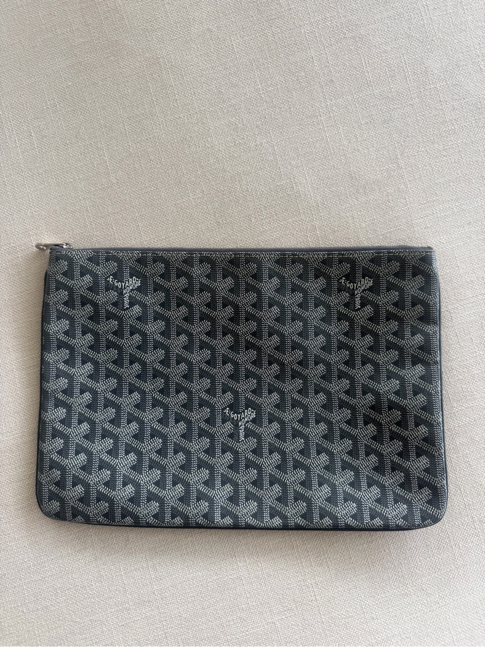 Goyard Grey and Black Goyardine Zip Toiletry Pouch